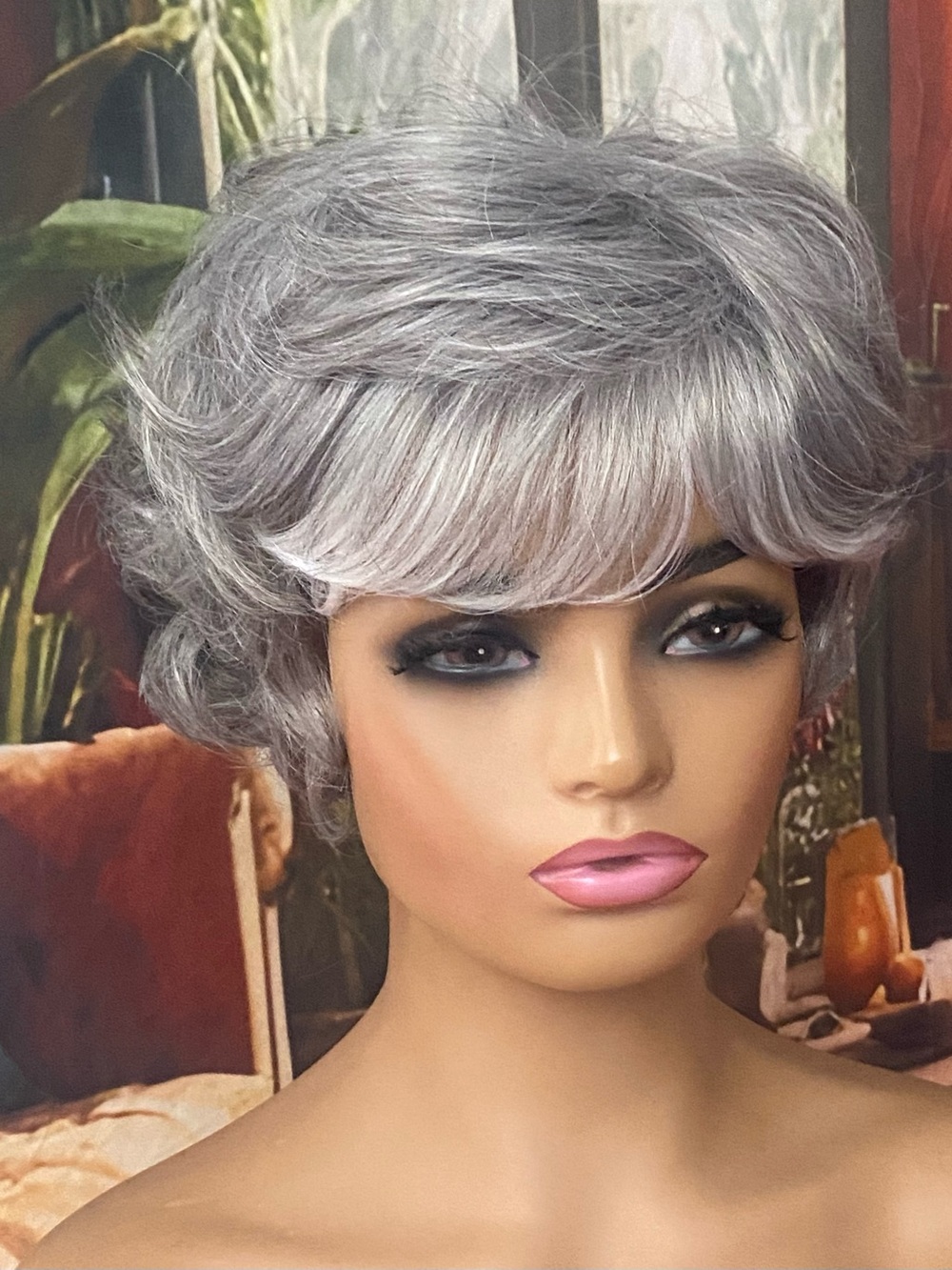 BALANCE Silver Gray white pixie bob wig